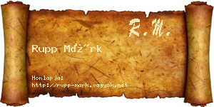 Rupp Márk névjegykártya